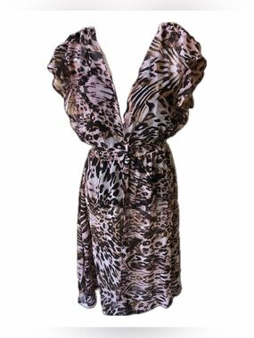 Kendall & Kylie Brown and Black Animal Print top/duster/swim cover